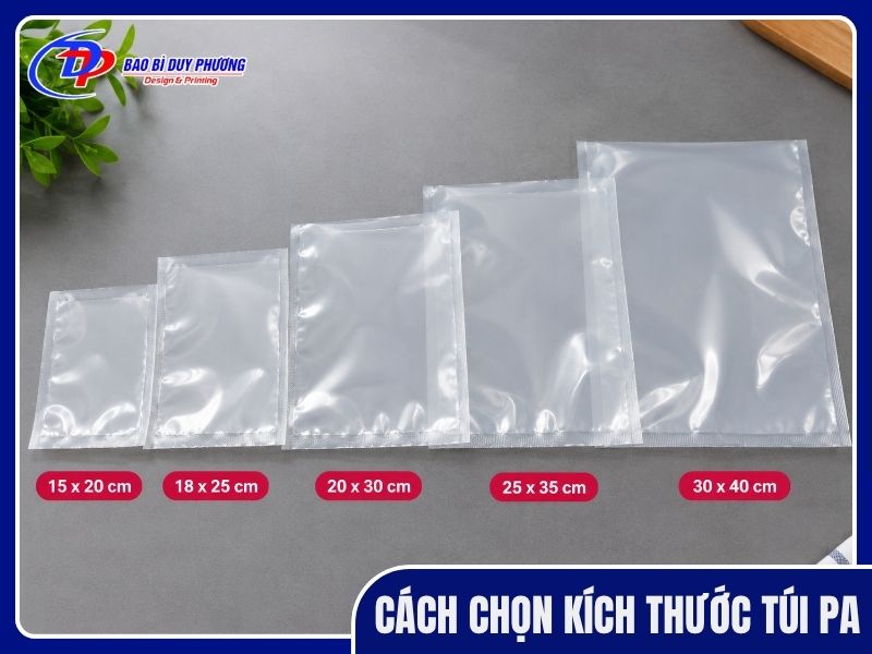 Cách chọn túi PA theo kích thước túi